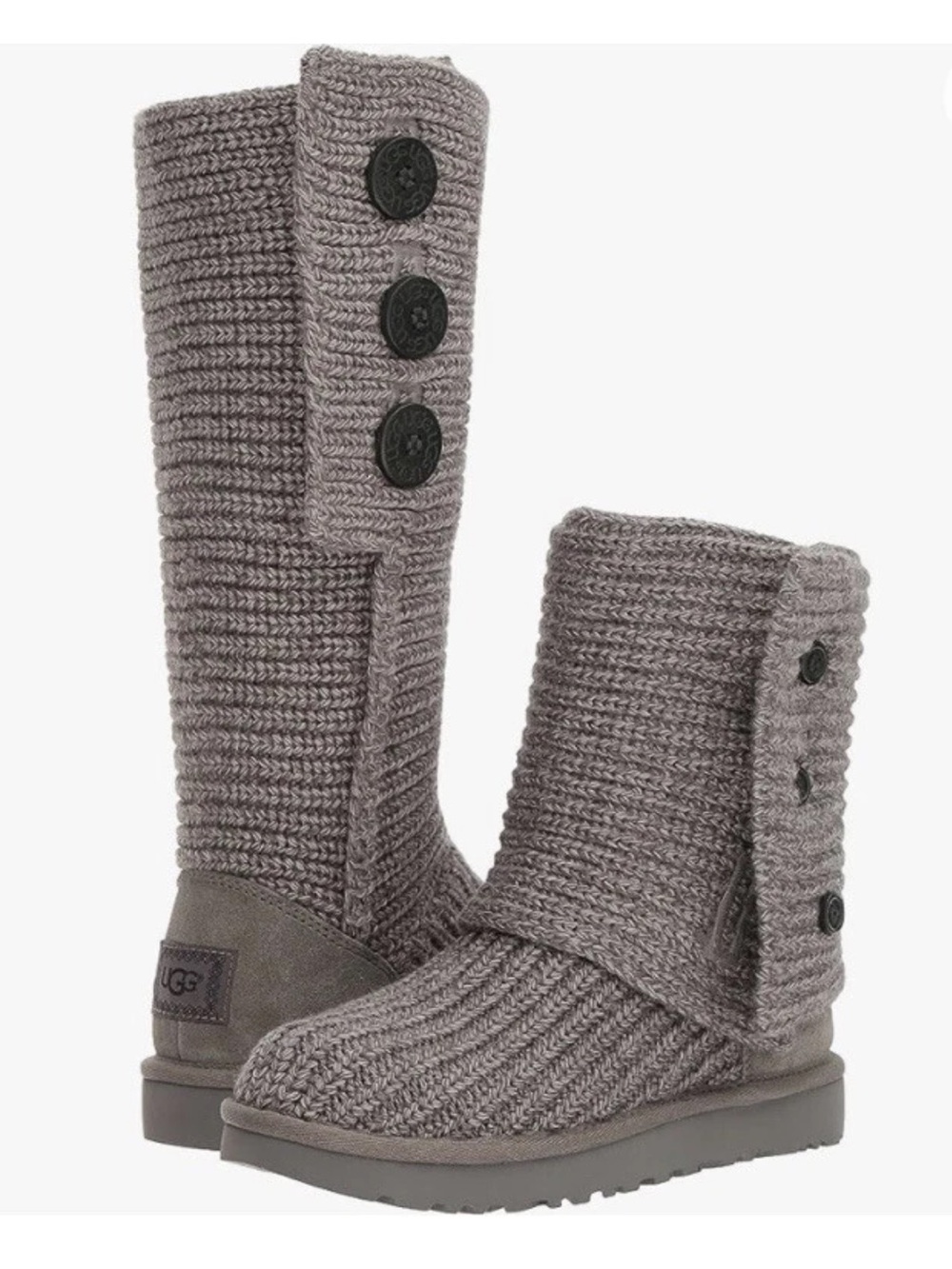 UGG Classic Cardy Grey Knit Convertible Tall Short Boots Women’s Size 7 NWOT